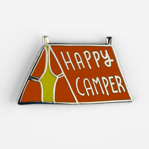 Happy Camper Orange Enamel Pin