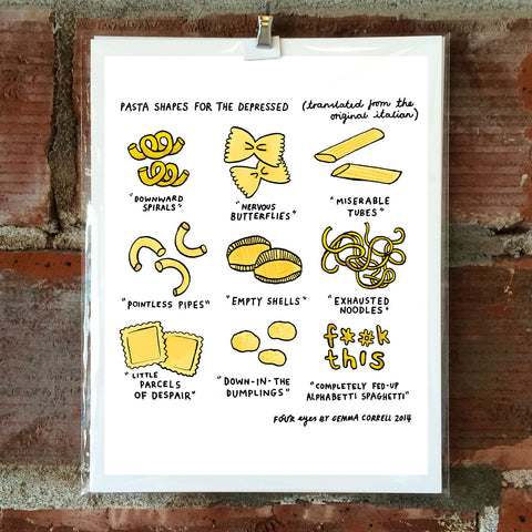 Pasta Shapes for the Depressed 8 x 10 Print